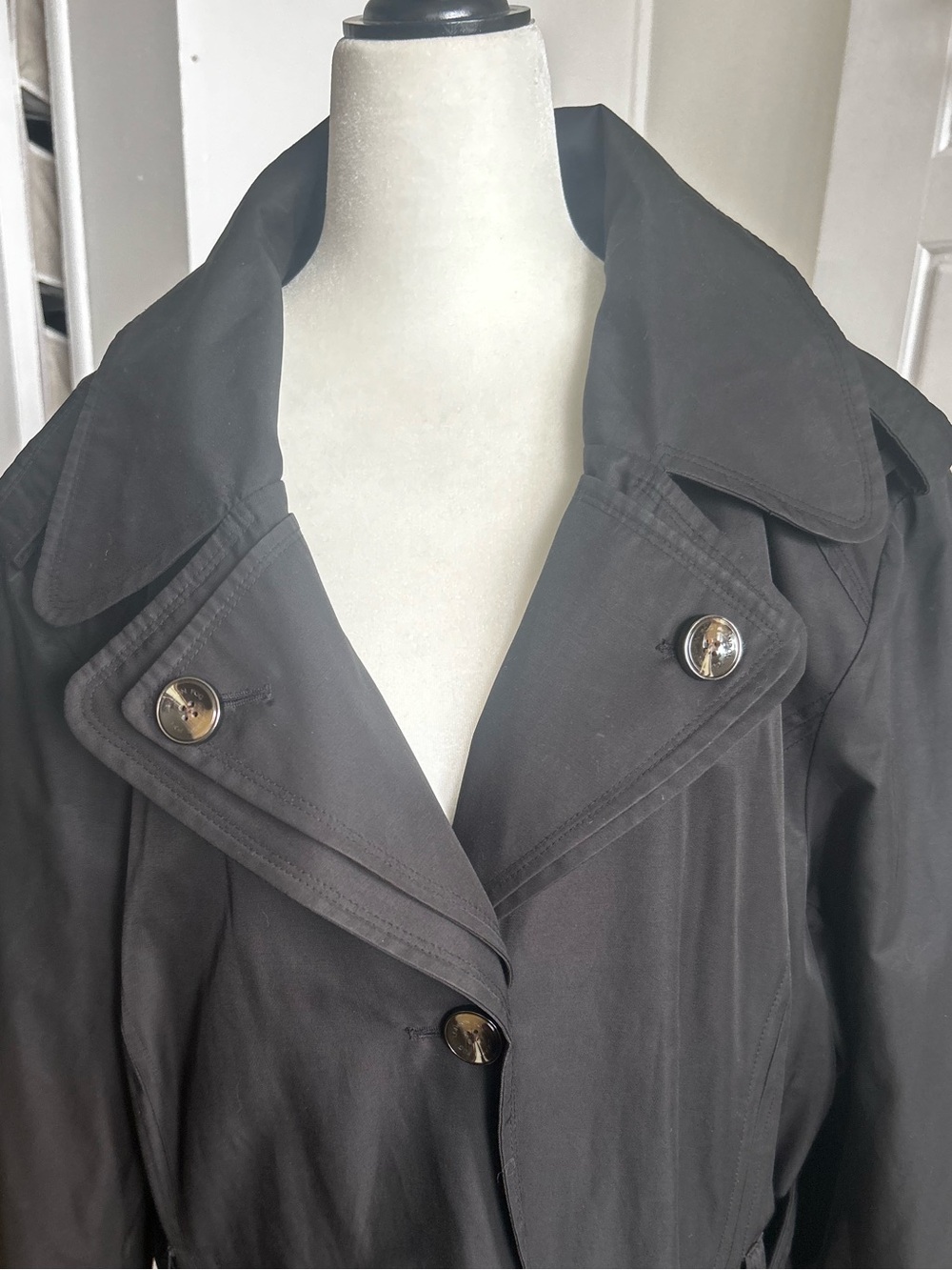 London Fog Collection Black Belted Double Breasted Trench Coat 3X